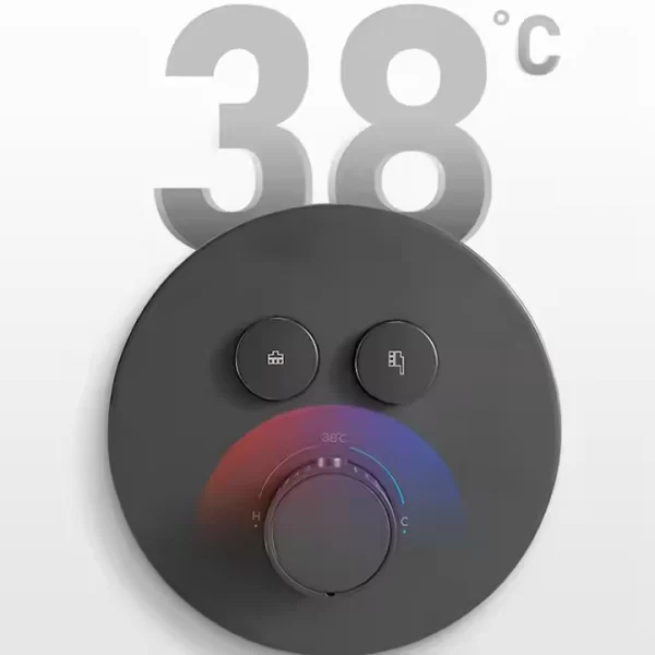 Bateria prysznicowa z termostatem i deszczownicą panel prysznicowy z dwoma funkcjami okrągły z przyciskiem sterującym CSF11251 2