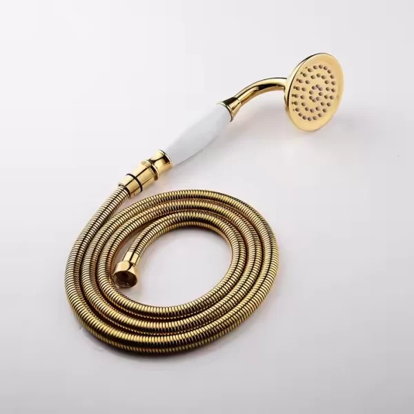 Bateria wannowa ścienna z prysznicem złota bateria wannowa telefoniczna retro antyczny design WTF05262 3