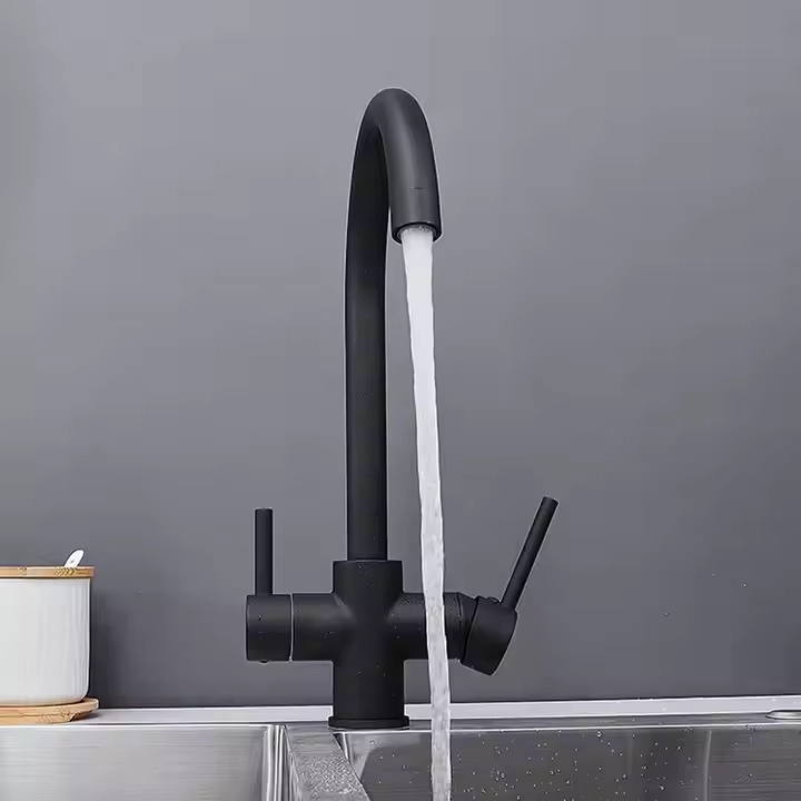 Bateria kuchenna z filtrem RO bateria zlewozmywaka dwa uchwyty mosiężna czarna i srebrna chińska bateria kuchenna KF07063