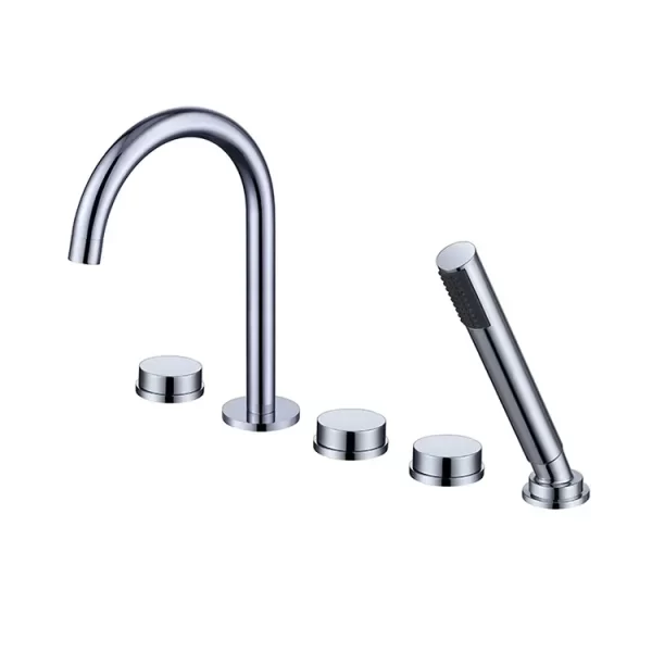 Szara bateria wannowa stojąca 5 otworowa z 3 pokrętłami okrągły zawór mosiężny materiał klasyczny nowoczesny design DTF2504121 5